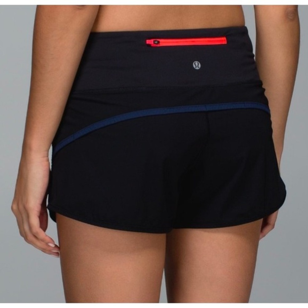 Lululemon Trail Bound Short Black Navy Coral Running Athletic Shorts Sz 4
